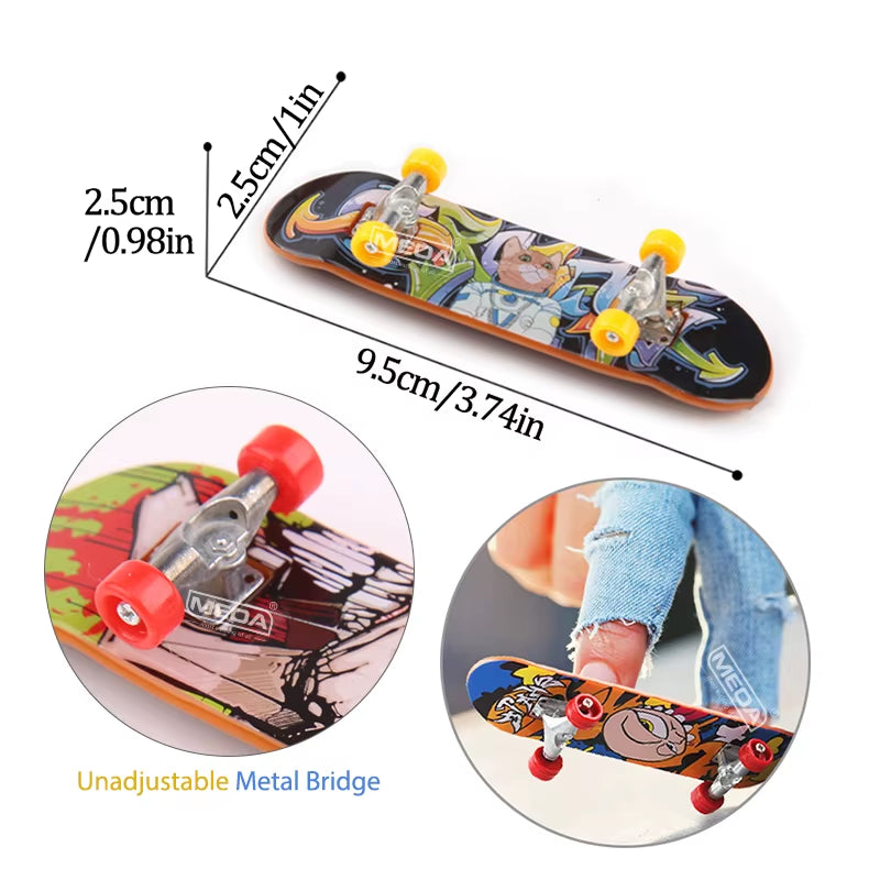 12Pcs/Lot Metal Bridge Finger Skateboard Frosted Surface Double Warping Plate Mini Skateboard Random Color Finger Toys Kids Gift